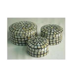 กล่องไม้ฝังมุกทรงกลม ชุด 3 ชิ้น มีทุกขนาด กล่องใส่เครื่องประดับสำหรับผู้หญิงและเด็กผู้หญิง - Product Image 5