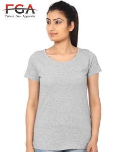 T-shirt pour femme en coton 100% pur, à manches courtes, imprimé numérique gris clair, confortable, décontracté, tricoté, motif notes de musique - Product Image 5
