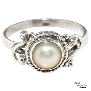 Bague Simple en argent Sterling 925, perle blanche, bijoux uniques, bijoux de mode en argent - Product Image 2