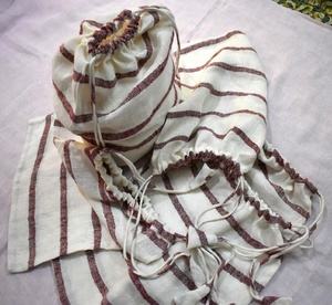 Sac promotionnel de cordon de lin de rayure avec la conception unique - Product Image 1