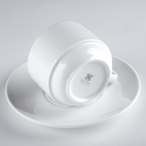 Ensemble de tasses et soucoupes à café empilables en porcelaine blanche, utilisées dans les cafés et restaurants, tasse à bubble tea réutilisable, tasses à café - Product Image 5