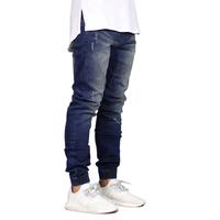 Pantalones vaqueros ajustados para hombre, jeans elásticos con puños estrechos para motorista, desgastados