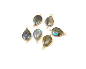 Belle pierre précieuse de Quartz fumé en forme de poire 12x16mm Double caution en argent Sterling connecteur de lunette en métal composants de résultats de bijoux - Product Image 5