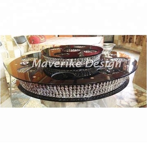 Rotating Catering Crystal Lazy Susan With Centerpiece 2 Tier Wedding Table Crystal Lazy Susan Luxury Wedding Decore - Product Image 5