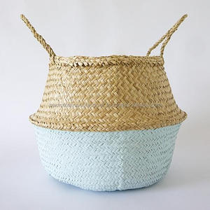 Wholesale <b>Cheap</b> Eco-Friendly Foldable Seagrass Belly <b>Basket</b> with Custom Size for Clothing Storage From Vietnam - Product Image 5