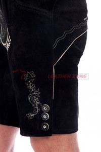 Lederhosen bavarois en cuir suédé noir pour homme, costume de bière de l'Oktoberfest de Munich, bretelles traditionnelles - Product Image 4