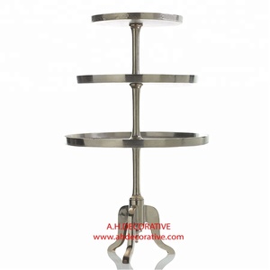 Support à gâteau haut en aluminium sur trépied, décoration de service de gâteaux pour mariage et restaurant, présentoir de luxe - Product Image 1