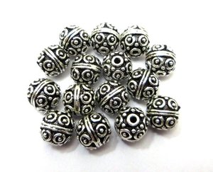 ลูกปัดโบราณบาหลีทำจากทองเหลืองชุบเงิน - Product Image 1