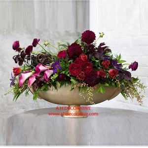 Cuenco de Metal con forma de barco para decoración de mesa de comedor, tazón de flores con acabado dorado para boda, hogar y oficina - Product Image 2