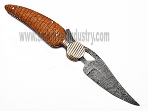 Lames de damas en acier inoxydable, couteau pliant, fait à la main, Style feuille (Smf01) - Product Image 4