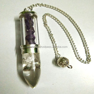 Pendule de bouteille de chips d'améthyste avec cristal de quartz pierre de guérison naturelle pour la méditation en gros - Product Image 1