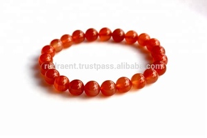 Pulsera elástica de cuentas de piedras preciosas de 8 mm de sombra superior de cornalina - Product Image 6