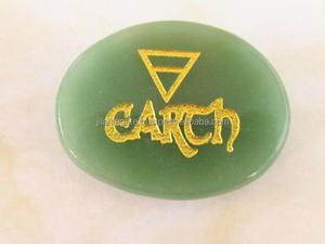 Colgante Gótico de Aventurina Verde Grabado a Mano, Cuarzo Ágata Tallado con Patrón de los 4 Elementos Curativos, Artesanía de Piedras Preciosas, Feng Shui - Product Image 5