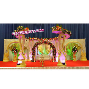 Mandap en bois sculpté vintage, magnifique vente en gros, style ancien et paon - Product Image 1