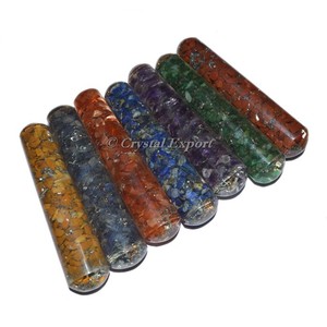 Juego de varitas de masaje de piedras preciosas de 7 Chakras con cristales de orgón Reiki de ágata tallada para equilibrio energético curativo Feng Shui regalo de estilo de amor - Product Image 1