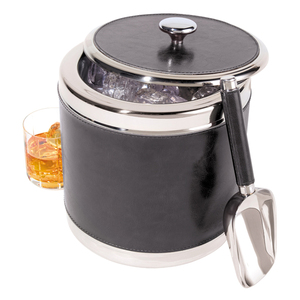 Seau à glace en acier inoxydable gainé de cuir fait à la main refroidisseur de champagne baquet de boisson arrivée chaude - Product Image 5