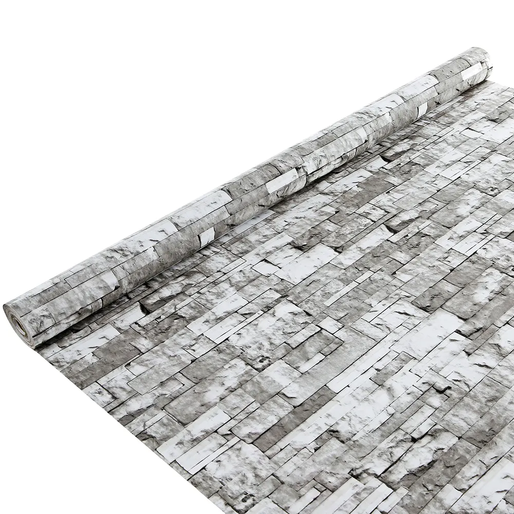 Korea Woonkamer Grijs 3d Effect Steen Textuur Art Behang