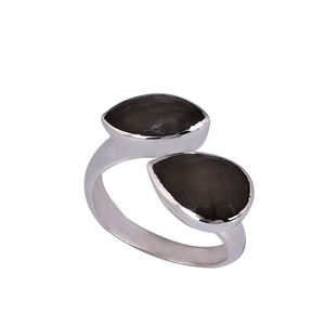 CASA DE PLATA Bague en argent sterling réglable faite à la main élégante pierre de lune grise naturelle coupe poire 925 grossiste fabrication - Product Image 2