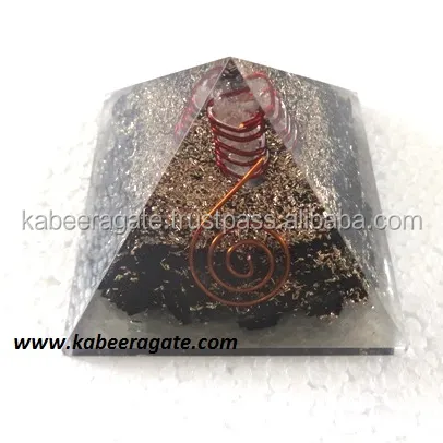 Wholesale Orgone Pyramid : Black Tourmaline Orgone Pyramid With Crystal Wand