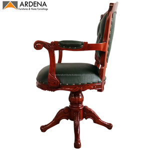 Chaise de bureau en bois Coofice, chaise pivotante à dossier haut, meubles de bureau, accoudoirs, base en bois, cuir synthétique, pivotante, intérieure - Product Image 5