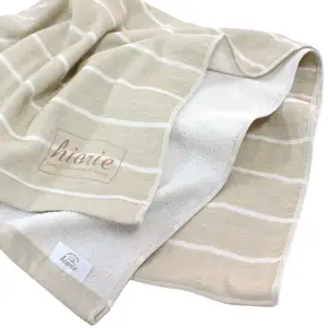 [Customize] Cotton Gauze Large Towel Made in Japan 35in*59in 350GSM Stripe Design Customize Color 90cm*150cm