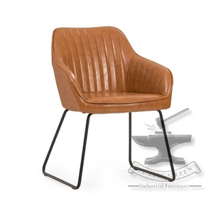 Silla de bañera de cuero genuino de diseño moderno, muebles de acento de cuero Artificial para comedor para cocina, sala de estar, restaurante, uso - Product Image 1