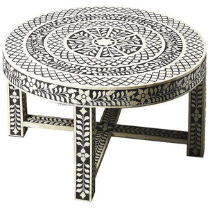Mesa de centro de madera maciza con incrustaciones de hueso tradicional al mejor precio para Villa, sala de estar, uso de Hotel, sala de estar, consola con incrustaciones de hueso - Product Image 4