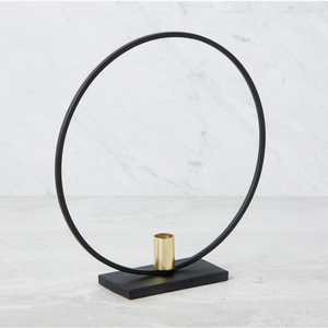 Bougeoir rond noir en fer métallique, chandelier en cercle - Product Image 1