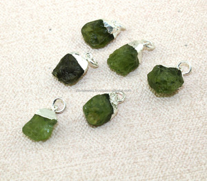 Bulk Wholesale Natural Raw Peridot Gemstone Connector Diy Birthstone <b>Charms</b> Connector <b>Silver</b> Plated Jewelry Finding Supplies - Product Image 2