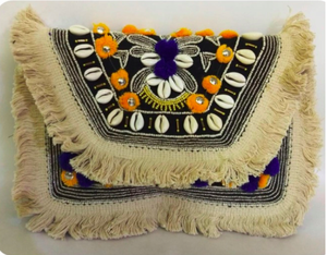 Venta al por mayor de lujo yute sobre bolso de mano bordado a mano con flecos monedas rebordear decoración material de cristal - Product Image 2