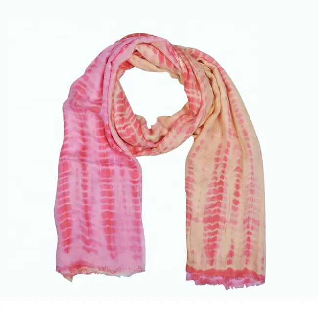 Women Scarf with Two Side Frayed Fringing Modal Tie Dye Women Pareo Sarong at Attractive Price from Indian Exporter and Supplier