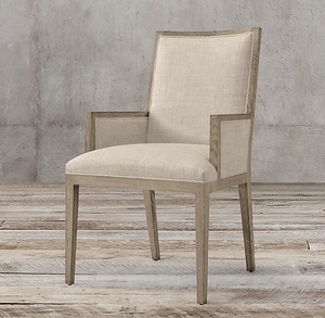 Chaise à dossier carrée avec fauteuil fermé, style français contemporain, en bois - Product Image 1