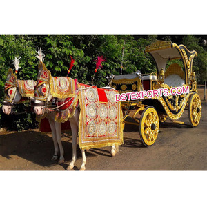 รถม้าลากทองคำดำอินเดียโบราณ รถม้าลากทองคำดำสุดหรู รถม้าโบราณสำหรับงานแต่งงาน - Product Image 1
