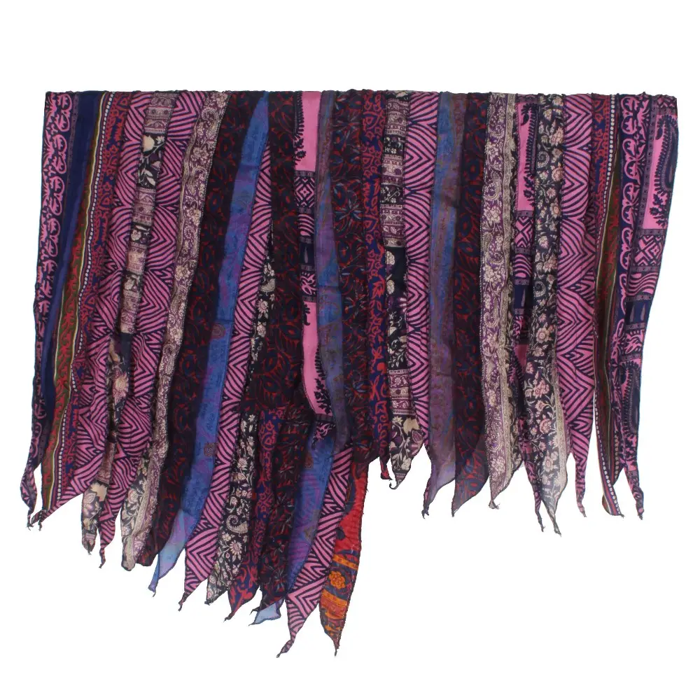 Reversible Vintage Silk Stole Women Silk Sari Scarf Shaw Indian Handmade Stitch Dupatta Neck Wrap Scarves Indian Sari Patches