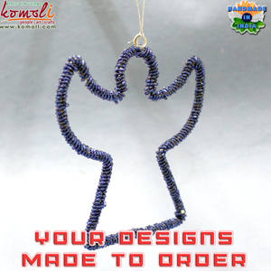 Fil perlé suspendu métal plat ornements de Noël 2024 ange - Product Image 4