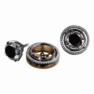 Женские серьги-гвоздики с натуральным черным бриллиантом 3,00 карат, серьги с черными бриллиантами из золота 10 к/14 К/18 К