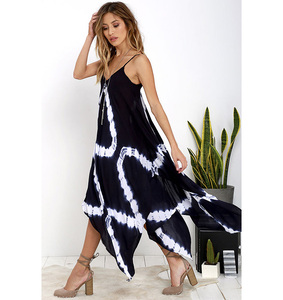 Exportateur de vêtements pour femmes, rayonne, magnifique robe maxi asymétrique en tissu indien fait main, tie-dye, vêtements de plage, spaghetti - Product Image 3