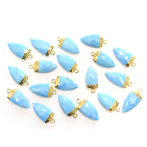 Howlite 19-21mm Colgante chapado en oro Forma de media Marquesa con hallazgos de joyería de latón de fianza para hacer dijes - Product Image 3