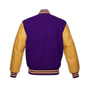 Veste universitaire pour homme de qualité supérieure fabriquée au Pakistan en 2025, durable, en cuir et en laine, couleur violet doré, décoration en fourrure - Product Image 2
