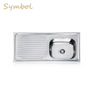 Fregadero de cocina cepillado moderno de un solo cuenco de acero inoxidable del proveedor de Malasia Instalación de mostrador de escurridor de montaje superior - Product Image 1