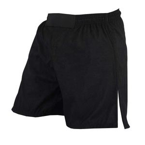 กางเกงขาสั้นแบบ MMA สีดำเรียบสำหรับมวยไทยชุดเล่นบาสเก็ตบอลชุดกีฬาตามสั่ง - Product Image 5