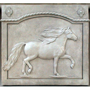 Scultura Artistica in Pietra Intagliata a Mano a Rilievo di Cavallo per Decorazione d'Interni - Product Image 4