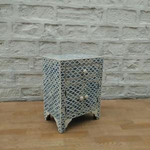 Table d'appoint moderne et écologique en incrustation d'os noir et blanc à hauteur réglable pour le salon - Product Image 4