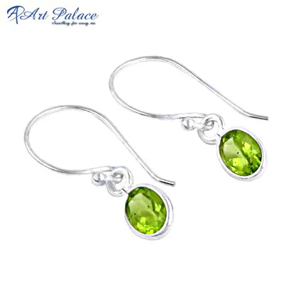 Attractive Peridot stone Round Cut Faceted Jewellery Wholesale Fine Authentic Solid 925 Sterling Silver Earring
