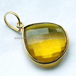 Pendentif en or, pierre précieuse en argent sterling 925 et citrine, 1 pièce - Product Image 1