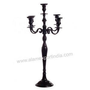 Candelabro Vintage de Aleación de Metal Negro para 5 Velas, Centro de Mesa para Bodas - Product Image 4