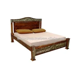 Nueva cama tradicional tallada de madera tamaño Queen