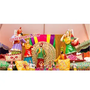 Aaja Nachle Fiber Punjabi Culture Statue Wedding Punjabi Theme Mehandi Stage Set Jatt Jatti Fiber Dancing Punjabi Statues