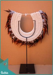 Chic Boho Plume Collier Papouasie-Nouvelle-Guinée Inspiré Art Bijoux pour Intérieur Décor À La Maison Stand Inclus - Product Image 6