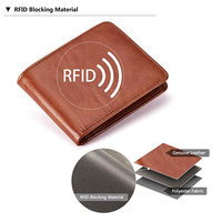 Hadiah Hari Ayah Dompet Kulit Pria Terbaik Merek Ternama, Dompet Tipis Karbon Lipat Dua dengan Pemblokir RFID dan 2 Jendela ID